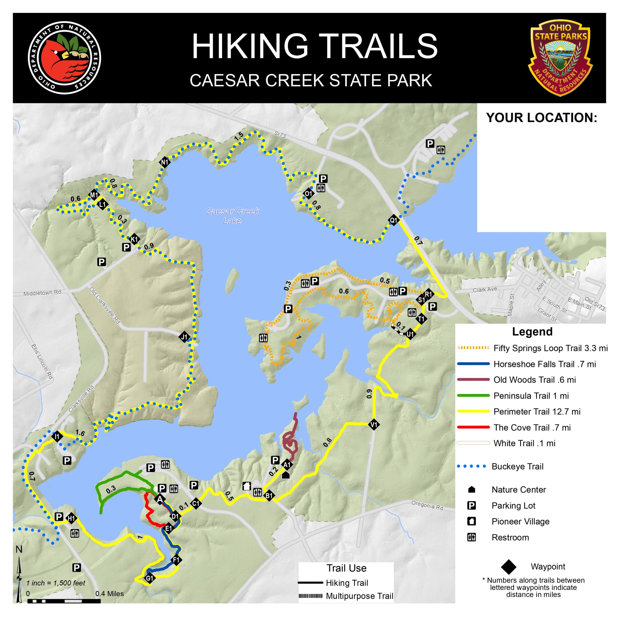 Caesar Creek Trail Map